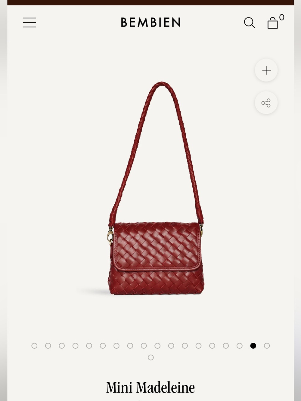 Mini Madeleine Woven Leather Shoulder Bag - Red